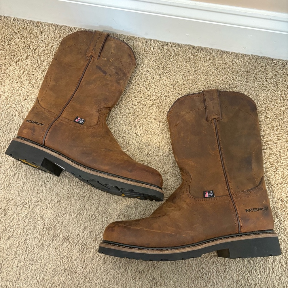 Drywall 10” Justin leather heel toe work boots